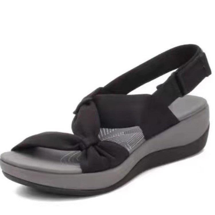 Women's low platform sandal with ergonomic comfort footbed and adjustable heel strap Mune Fashion
