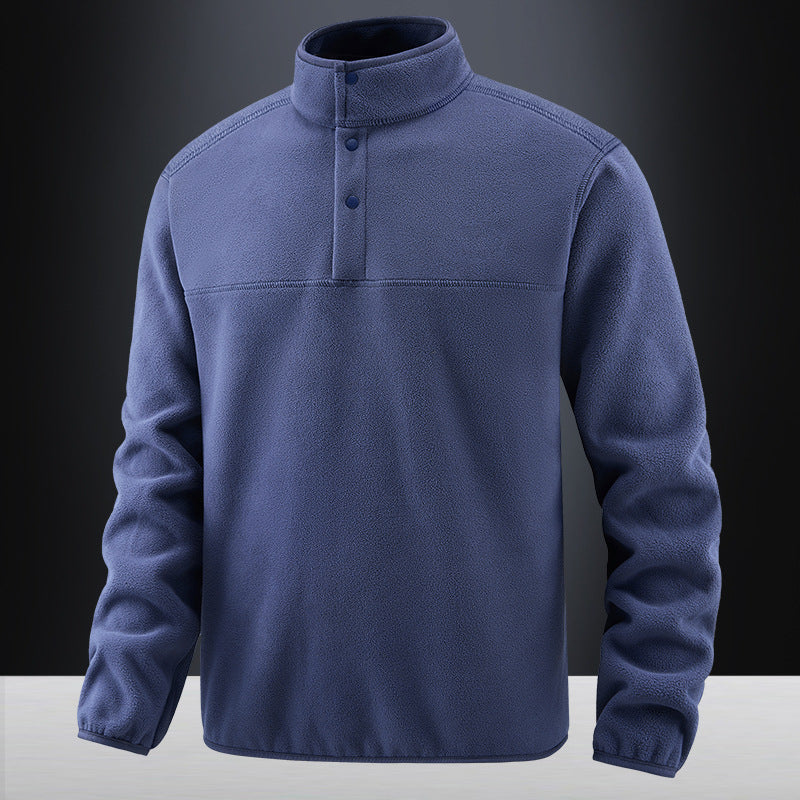 Men's fleece pullover with stand-up collar and button placket for warming mid-layer Mune Fashion