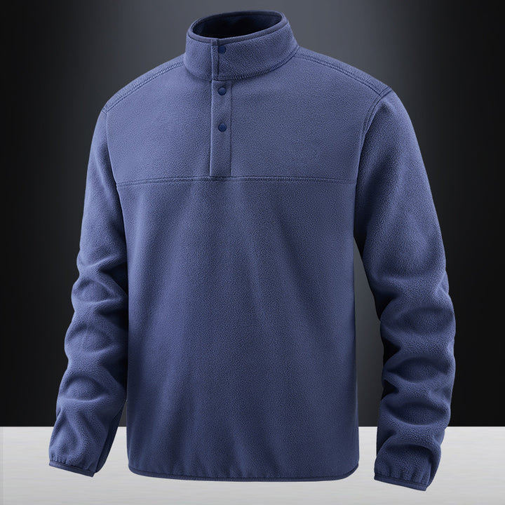 Men's fleece pullover with stand-up collar and button placket for warming mid-layer Mune Fashion