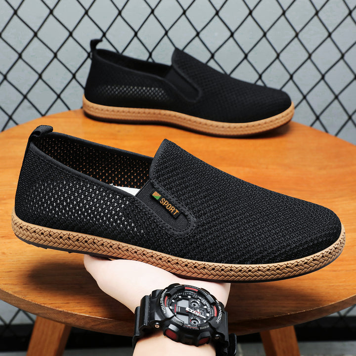 Men's breathable knit slip-on loafer with elastic entry, braided decorative sole, and padded comfort insole Mune Fashion