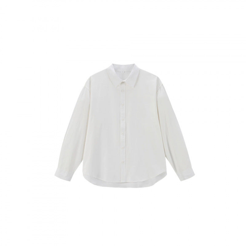 Ladies Oversize Cotton Shirt with Kent Collar, Raglan Sleeves and Rounded Hem Mune Fashion