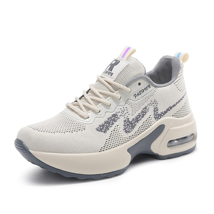 Women's fashionable knit fitness sneakers with ergonomic rocker sole and integrated cushioning chamber Mune Fashion
