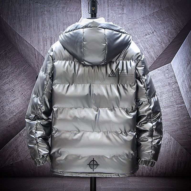 Men's glossy padded jacket with hood and thermal insulation filling Mune Fashion