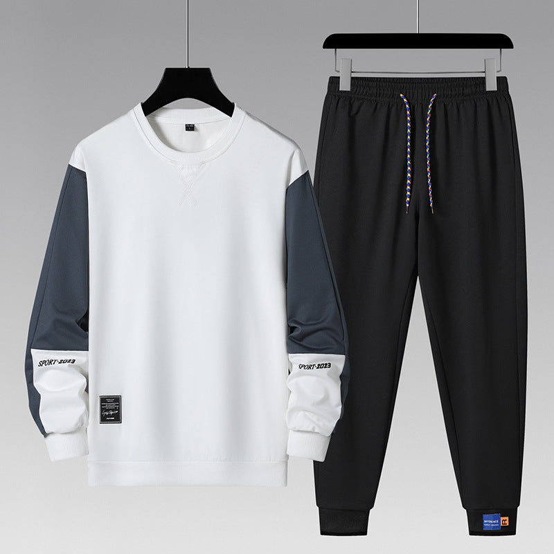 Men's sporty tracksuit set with contrast sleeves, elastic waistband, and breathable sweatshirt Mune Fashion