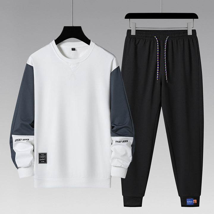 Men's sporty tracksuit set with contrast sleeves, elastic waistband, and breathable sweatshirt Mune Fashion
