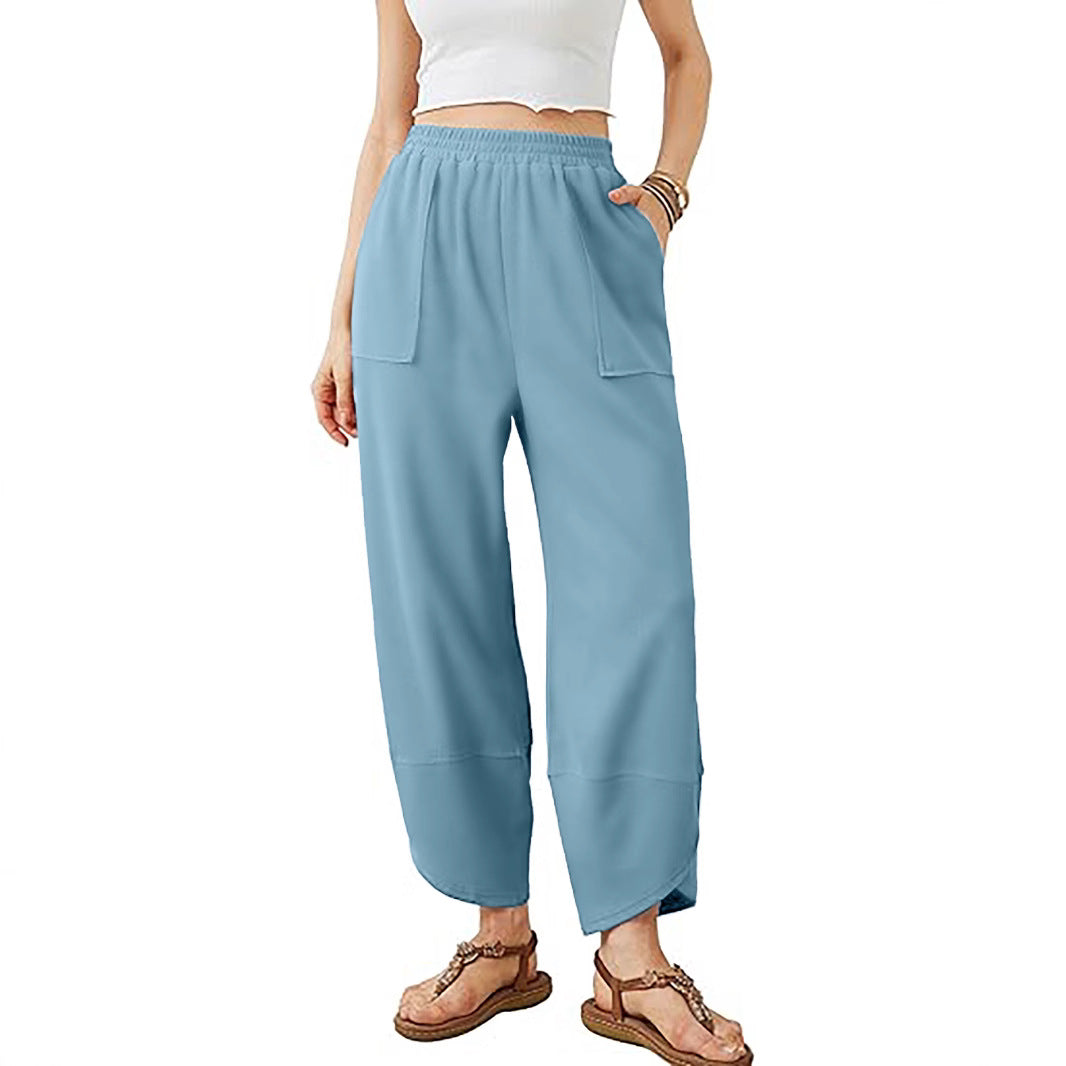 Women's culotte pants with elastic waistband and patch pockets Mune Fashion