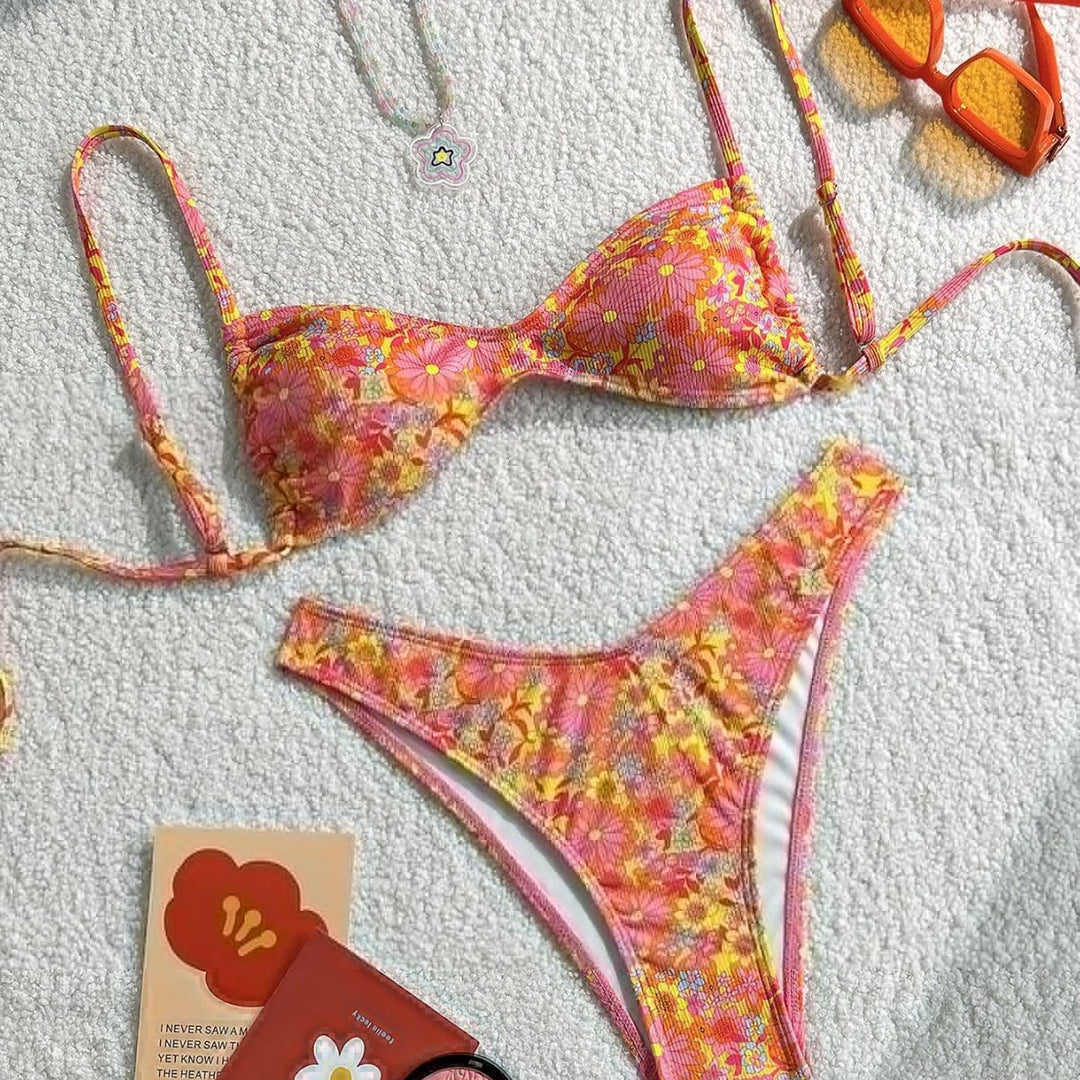 Ladies Floral Print Bikini Mune Fashion