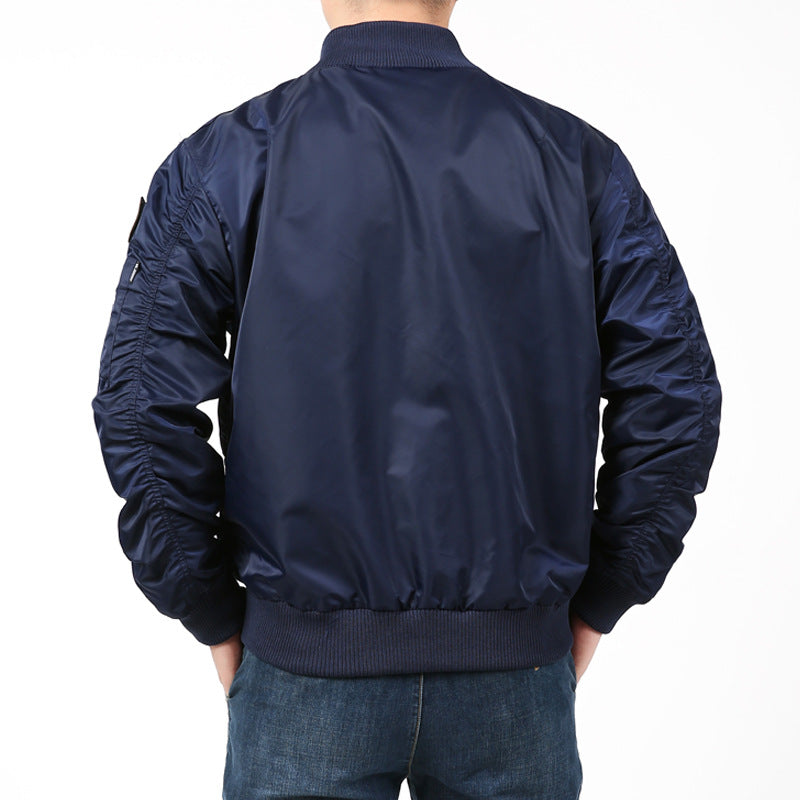Men's Pilot Bomber Jacket with Utility Arm Pocket, Zipper Front and Ribbed Cuffs Mune Fashion