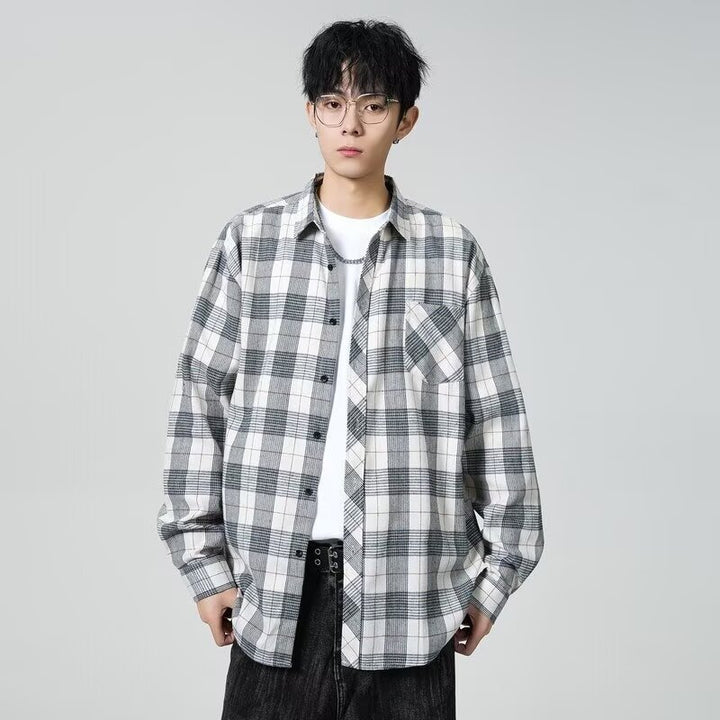 Men's Casual Checkered Blouse Mune Fashion