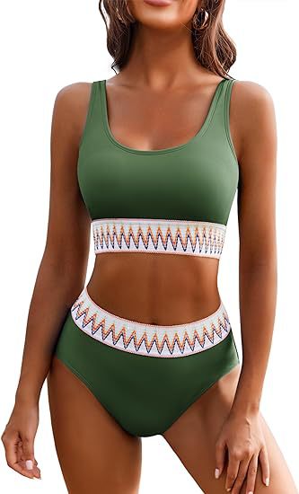 Women's High-Cut Sports Bikini with Colored Band Mune Fashion