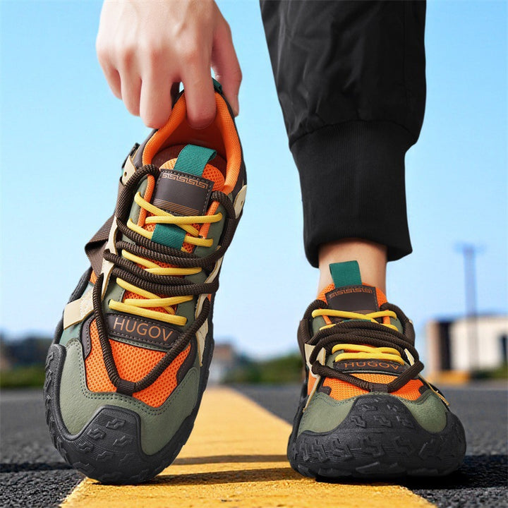 Men's multi-material trekking sneaker with reinforced toe cap, cushioned heel support, and grippy off-road sole Mune Fashion