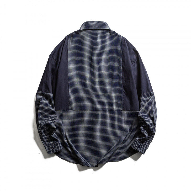 Men's Patchwork Overshirt in Check Mix with Contrast Panels Mune Fashion