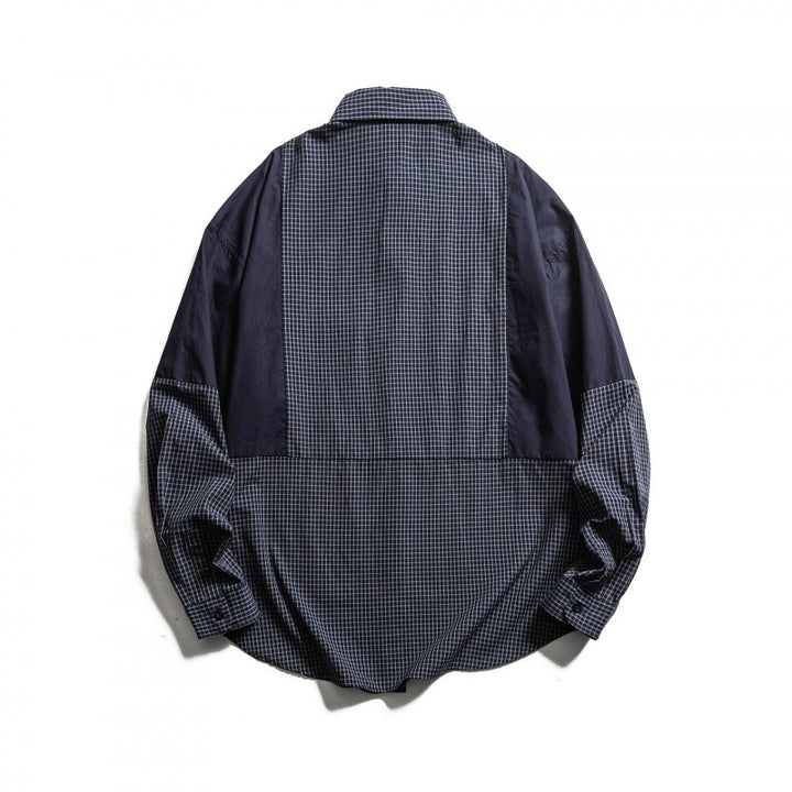 Men's Patchwork Overshirt in Check Mix with Contrast Panels Mune Fashion