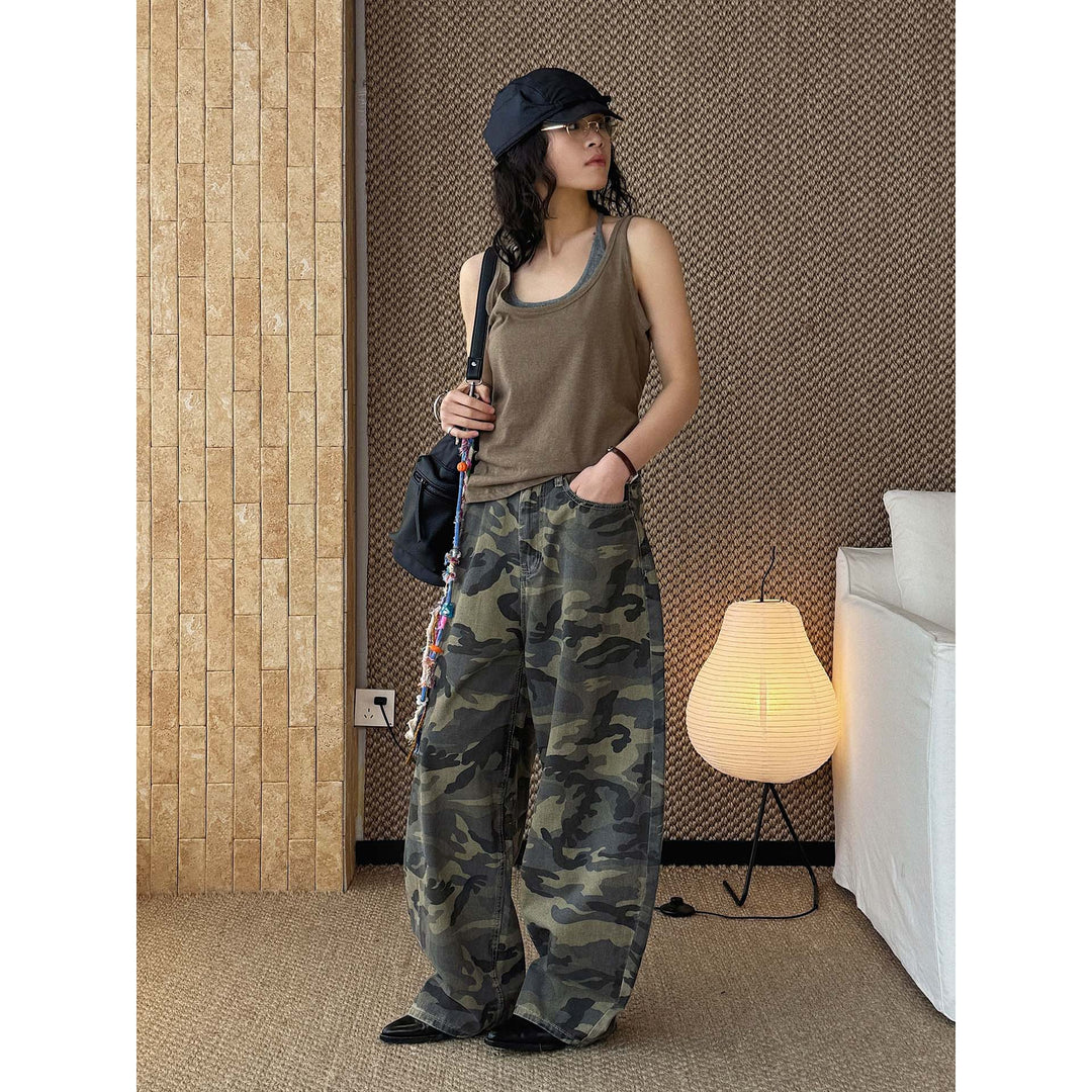 Women Wide Cargo Pants in Camouflage Baggy Style Mune Fashion