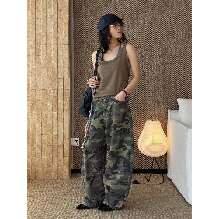 Women Wide Cargo Pants in Camouflage Baggy Style Mune Fashion