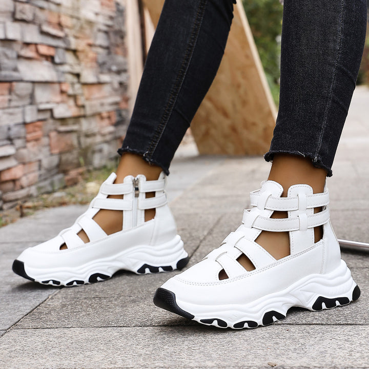 Ladies  wedge sneaker sandal with cut-out straps, side zipper and profiled platform sole Mune Fashion