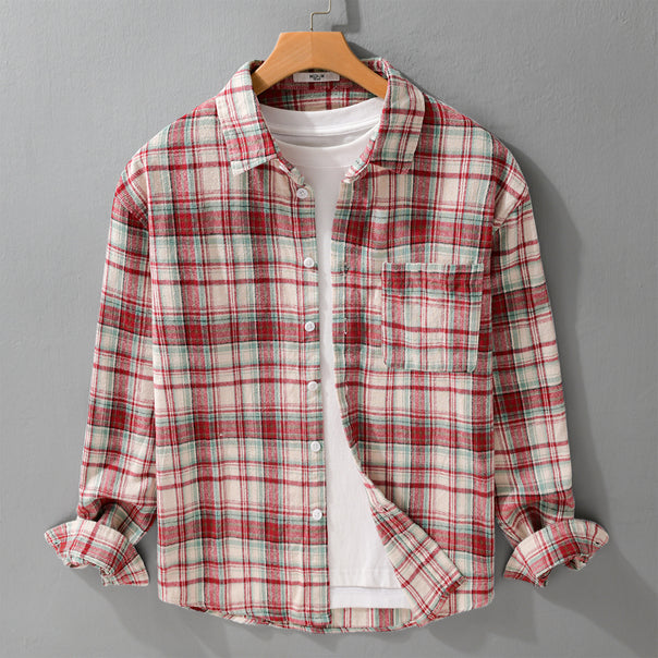 Men's Checkered Flannel Overshirt in Shirt Jacket Style with Patch Chest Pocket Mune Fashion