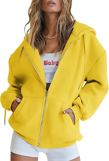 Women oversized hoodie jacket with full zip and kangaroo pockets Mune Fashion