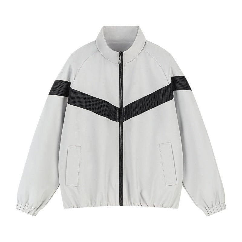 Unisex Light Training Jacket in Retro Sports Style with V-shaped Reflective Insert Mune Fashion