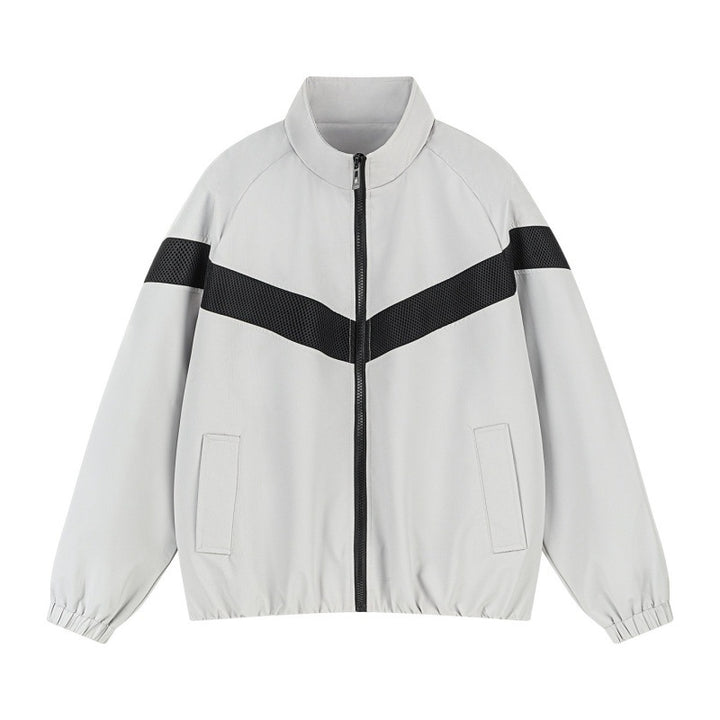 Unisex Light Training Jacket in Retro Sports Style with V-shaped Reflective Insert Mune Fashion