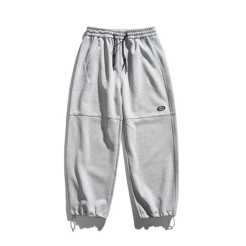 Unisex Loose Cargo Jogging Pants with Drawstring, Knee Panels and Adjustable Hem