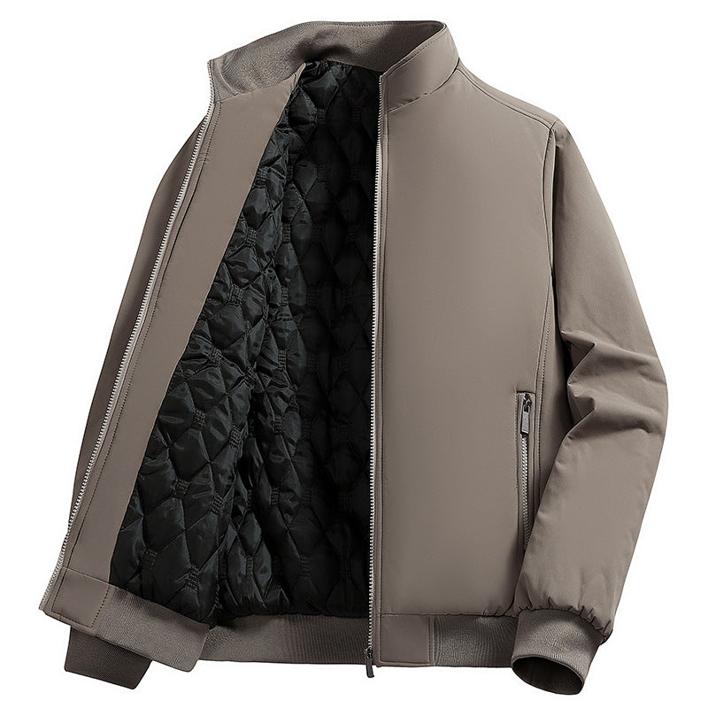 Men's Padded Bomber Jacket with Faux Fur Lining, Stand-Up Collar and Zipper Mune Fashion