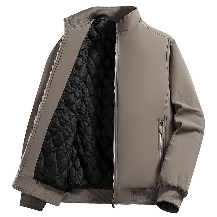 Men's Padded Bomber Jacket with Faux Fur Lining, Stand-Up Collar and Zipper Mune Fashion