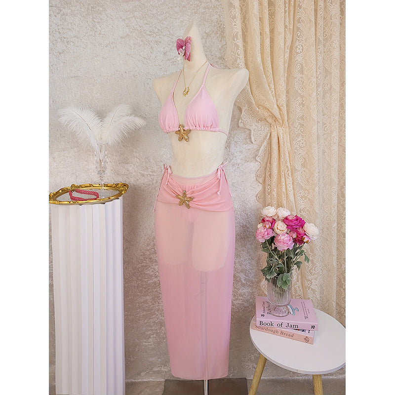 Women's Bikini Set with Transparent Beach Tunic Mune Fashion