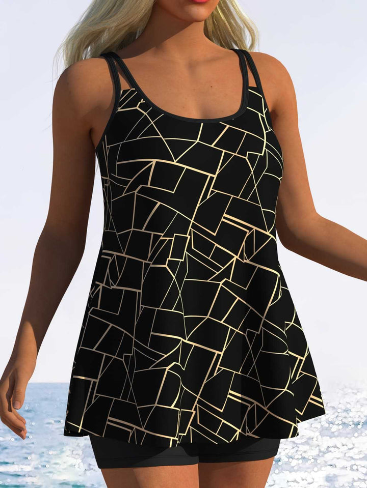Women's tankini with playful striped pattern and original cut Mune Fashion