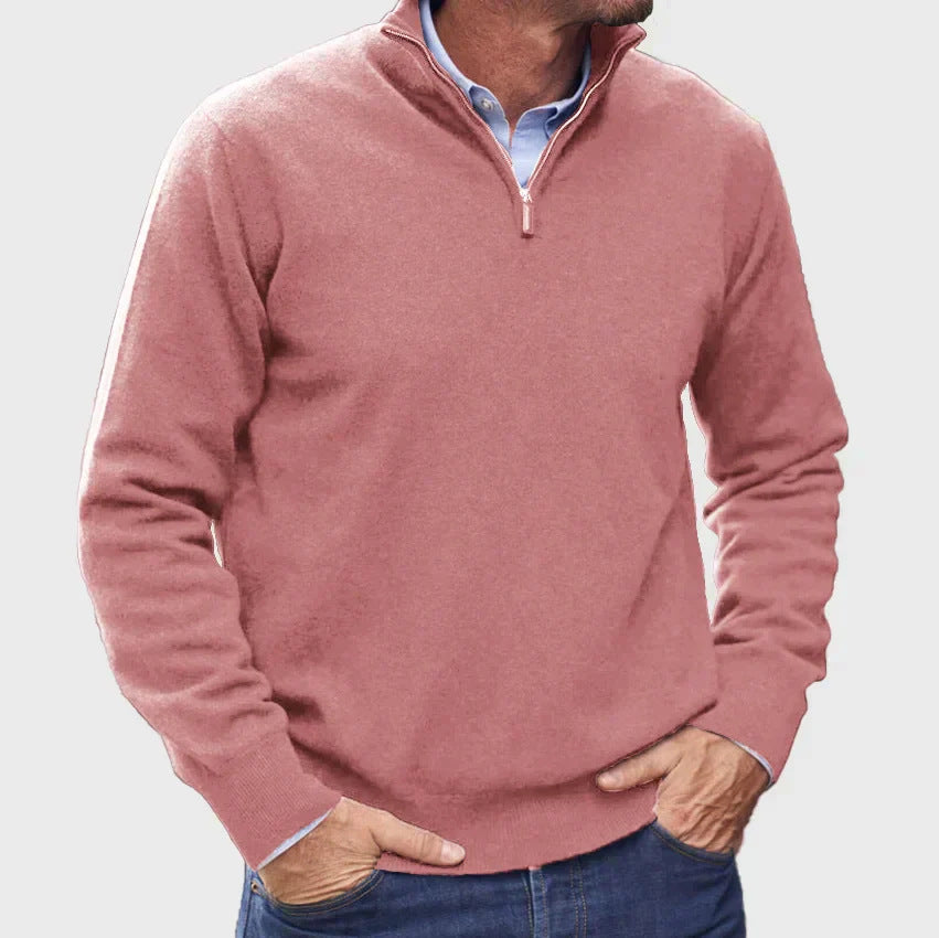 Men's High-Quality Knit Sweater with Stand-Up Collar