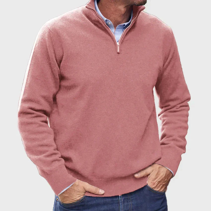 Men's High-Quality Knit Sweater with Stand-Up Collar