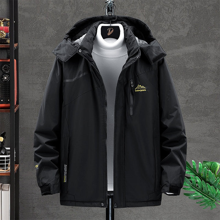 Men's Water-Repellent Functional Transition Jacket with Hood, Chest Zipper & Thermal Lining Mune Fashion