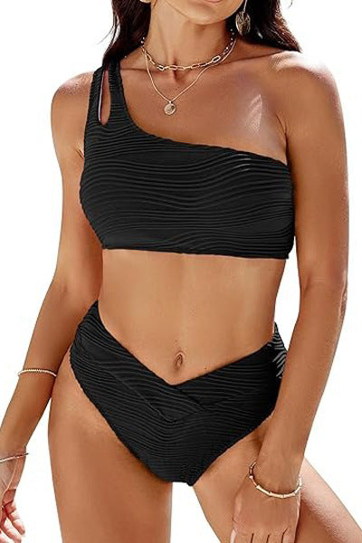 Women One-Sided Rib Cut Swimsuit Mune Fashion