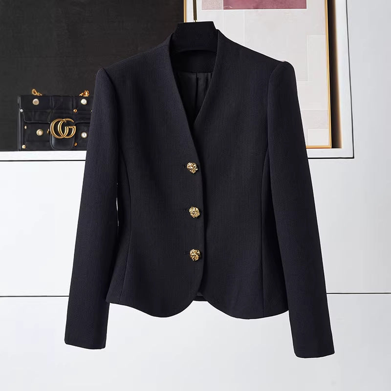 Women's Elegant Blazer with Golden Button Detail Mune Fashion