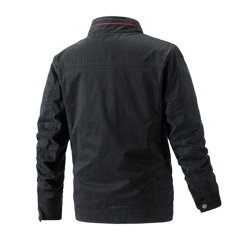 Men's Lightweight Water-Repellent Zip Jacket with Stand Collar and Contrasting Lining Mune Fashion