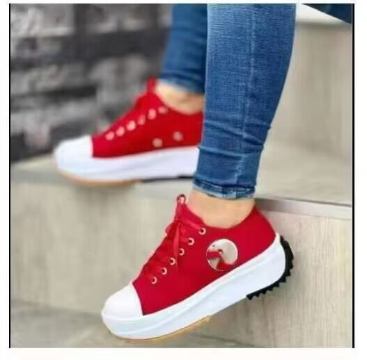 Women's Platform Canvas Sneakers with Reinforced Toe Cap, Textured Rubber Sole and Padded Shaft Mune Fashion