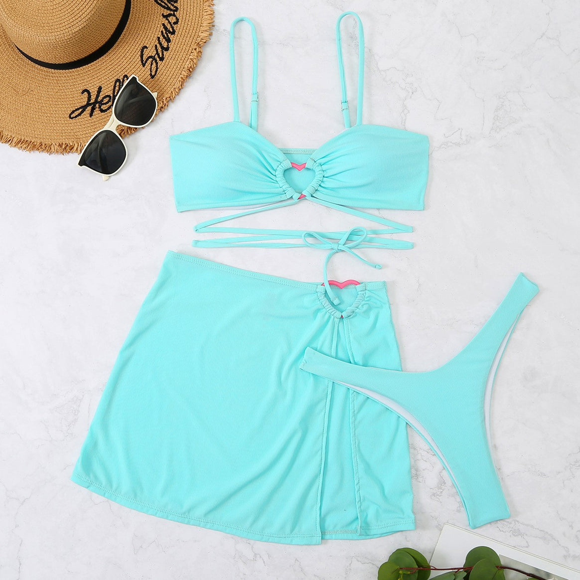 Women’s bikini set with elegant button detail and high leg cut Mune Fashion