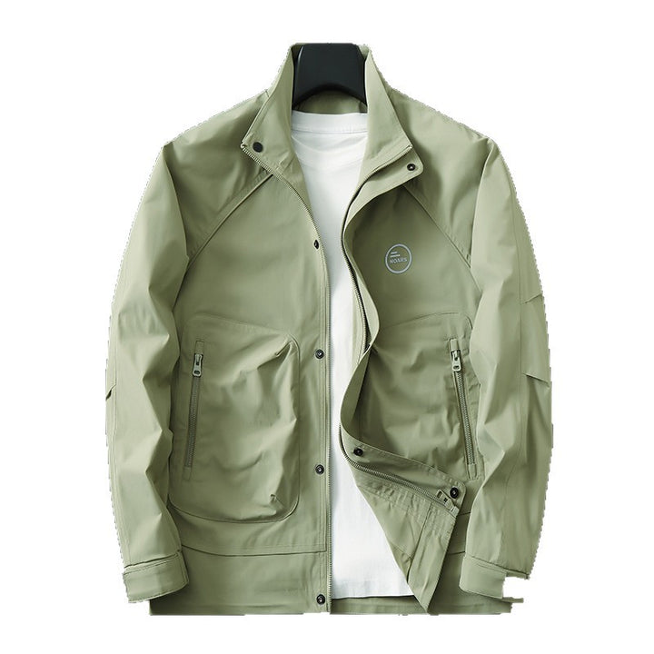 Men's Lightweight Technical Transition Jacket with Stand-Up Collar, Zipper, and Multifunction Pockets Mune Fashion