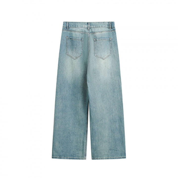 Ladies Loose High-Waist Cropped Jeans with Wide Leg and Five-Pocket Design Mune Fashion