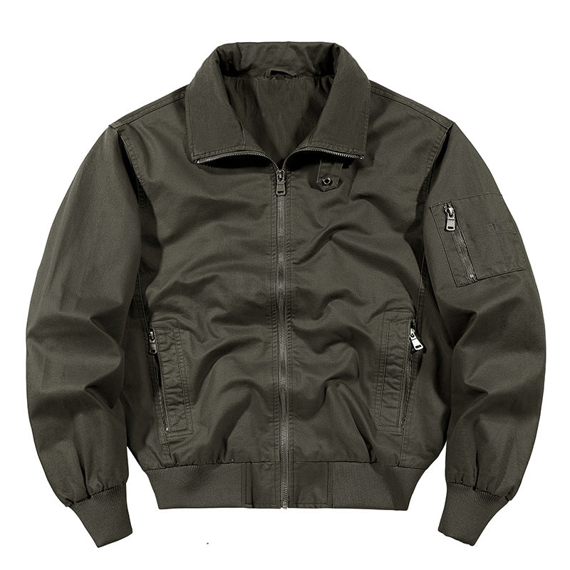 Men's  rugged cotton-blend utility bomber with ribbed trim and zip sleeve pocket Mune Fashion