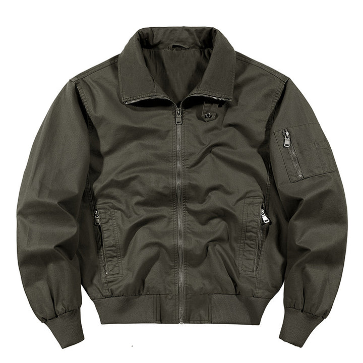 Men's  rugged cotton-blend utility bomber with ribbed trim and zip sleeve pocket Mune Fashion