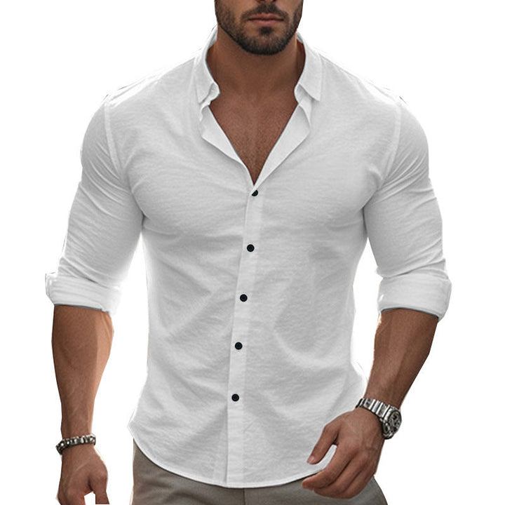 Men's Elegant Long Sleeve Shirt with Modern Collar and High-Quality Cotton Texture Mune Fashion