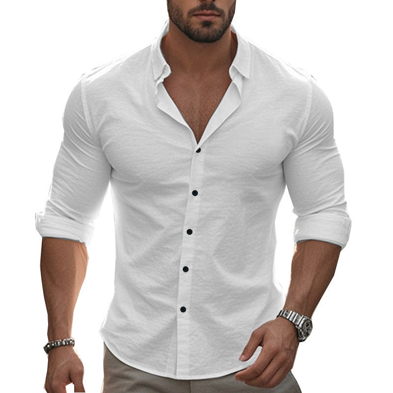 Men's Elegant Long Sleeve Shirt with Modern Collar and High-Quality Cotton Texture Mune Fashion