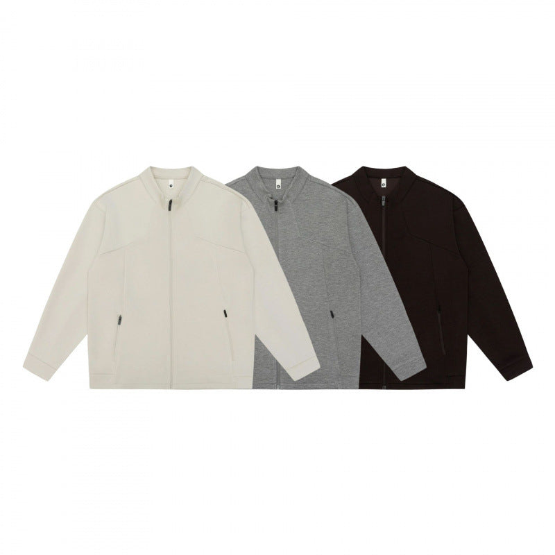 Unisex Minimalistic Oversized Zip Jacket with Stand Collar and Concealed Zipper Pockets Mune Fashion