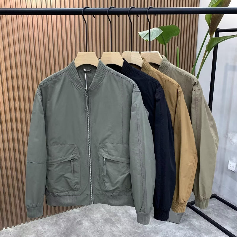 Men's Lightweight Utility Bomber Jacket with Zip, Multi-Function Pockets and Ribbed Cuffs Mune Fashion