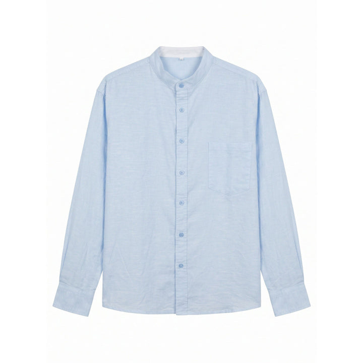 Men's Lightweight Cotton Oxford Shirt with Stand Collar and Chest Pocket Mune Fashion