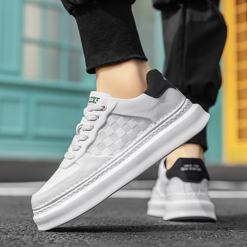 Unisex Voluminous Low Sneakers with Embossed Checkerboard Pattern and Padded Heel Collar Mune Fashion