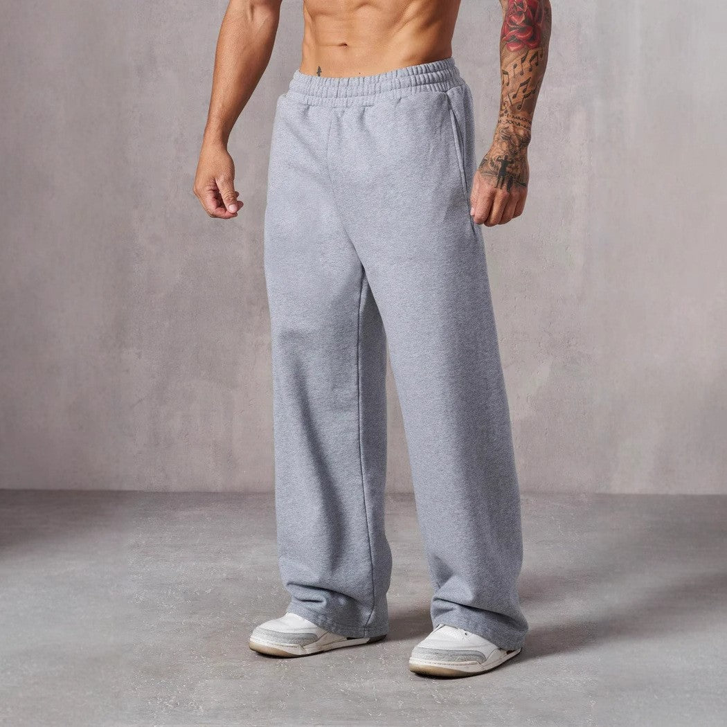 Men's loose fleece joggers with elastic waistband and straight cut Mune Fashion