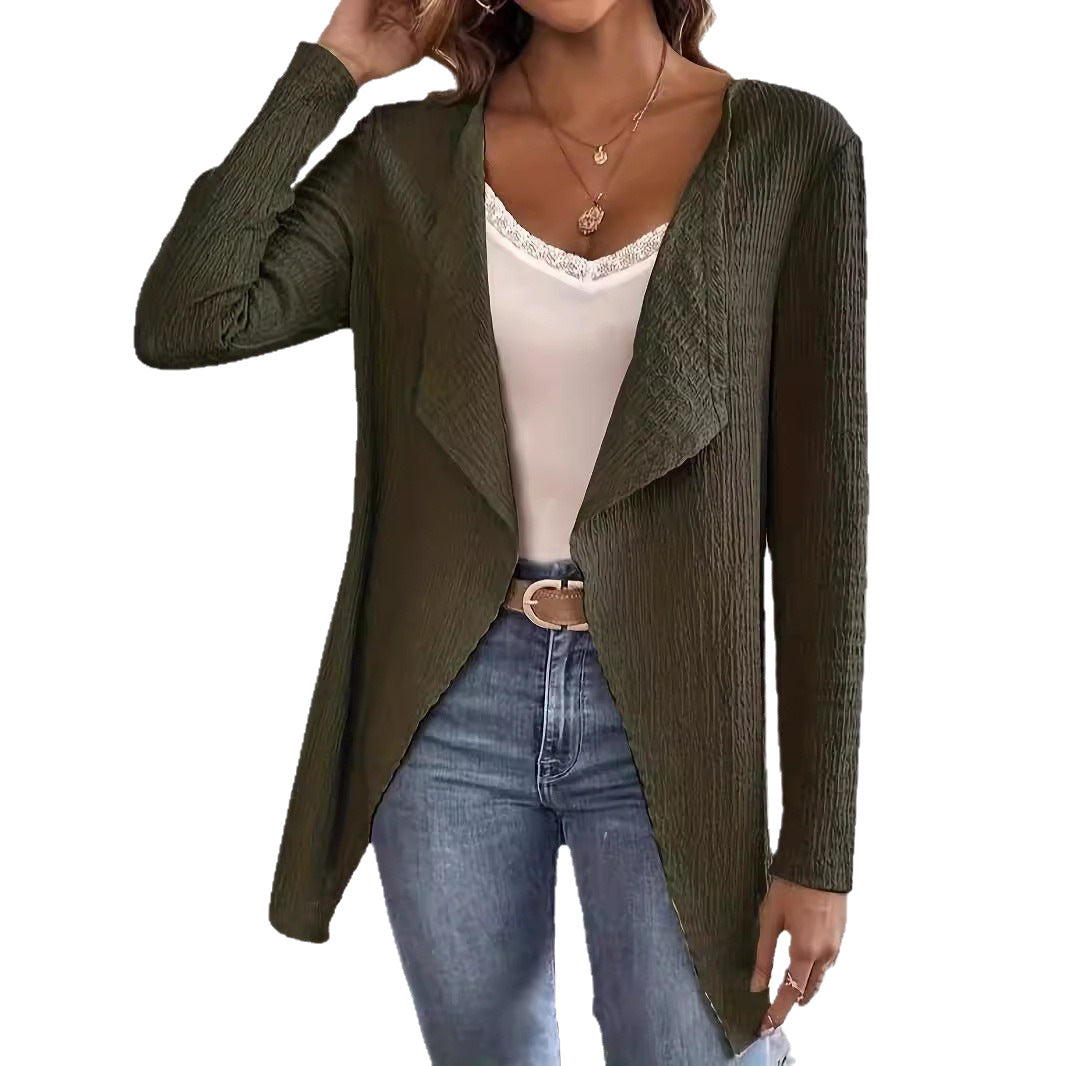 Ladies waterfall blazer made of crinkle structure, lightweight and open Mune Fashion