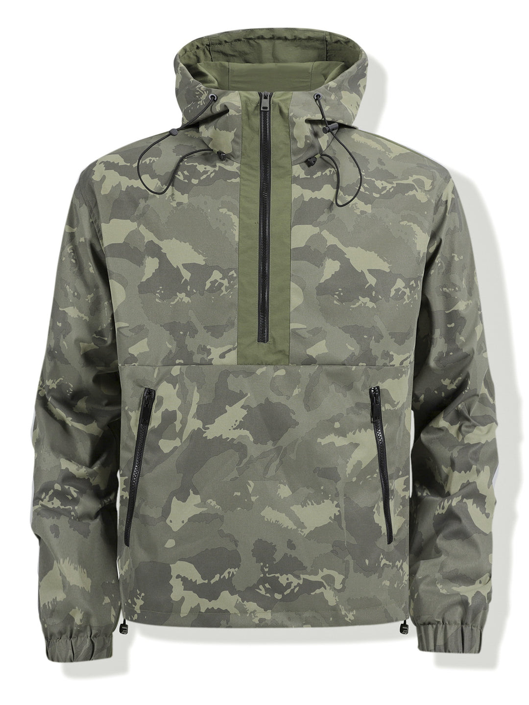 Men's camouflage anorak with hood, half zipper and water-repellent coating Mune Fashion